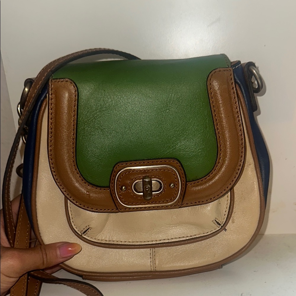 Green and Brown Leather Crossbody Bag